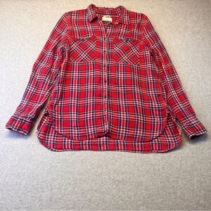Ralph Lauren Denim Supply Plaid Flannel Linen Cotton Blend Red Women’s size L